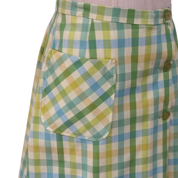 60s CULOTTES JANTZEN PASTEL PLAID ATHLEISURE MID-CENTURY SKORT TENNIS GOLF SZ 12 - Picture 9 of 12